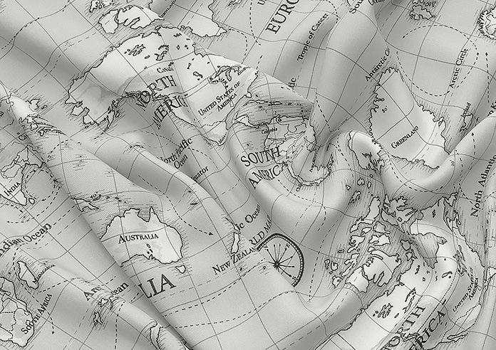 Maps, Grey - Made to Measure Curtains - Image 4